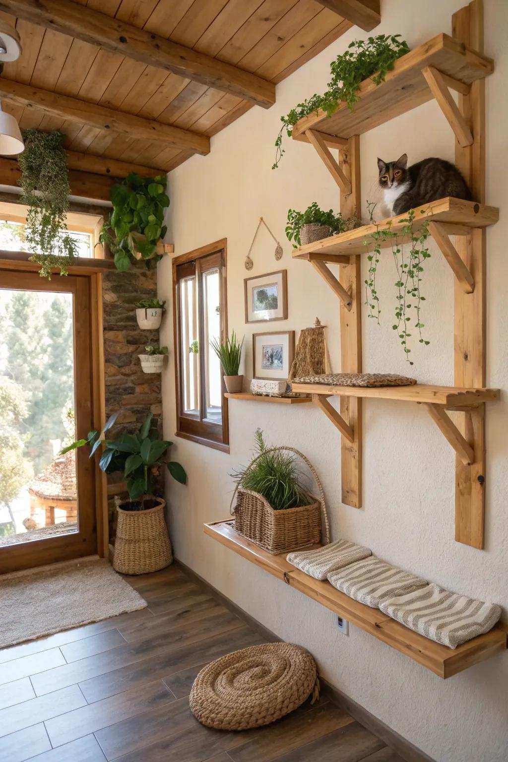 Inherent timber features incorporate warmth and texture.