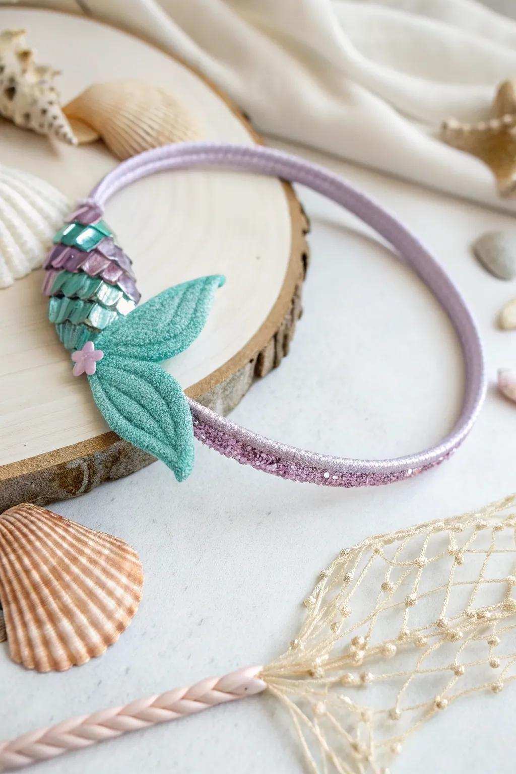 Inject a dose of whimsy into your look by using these enchanting DIY mermaid tail headbands!