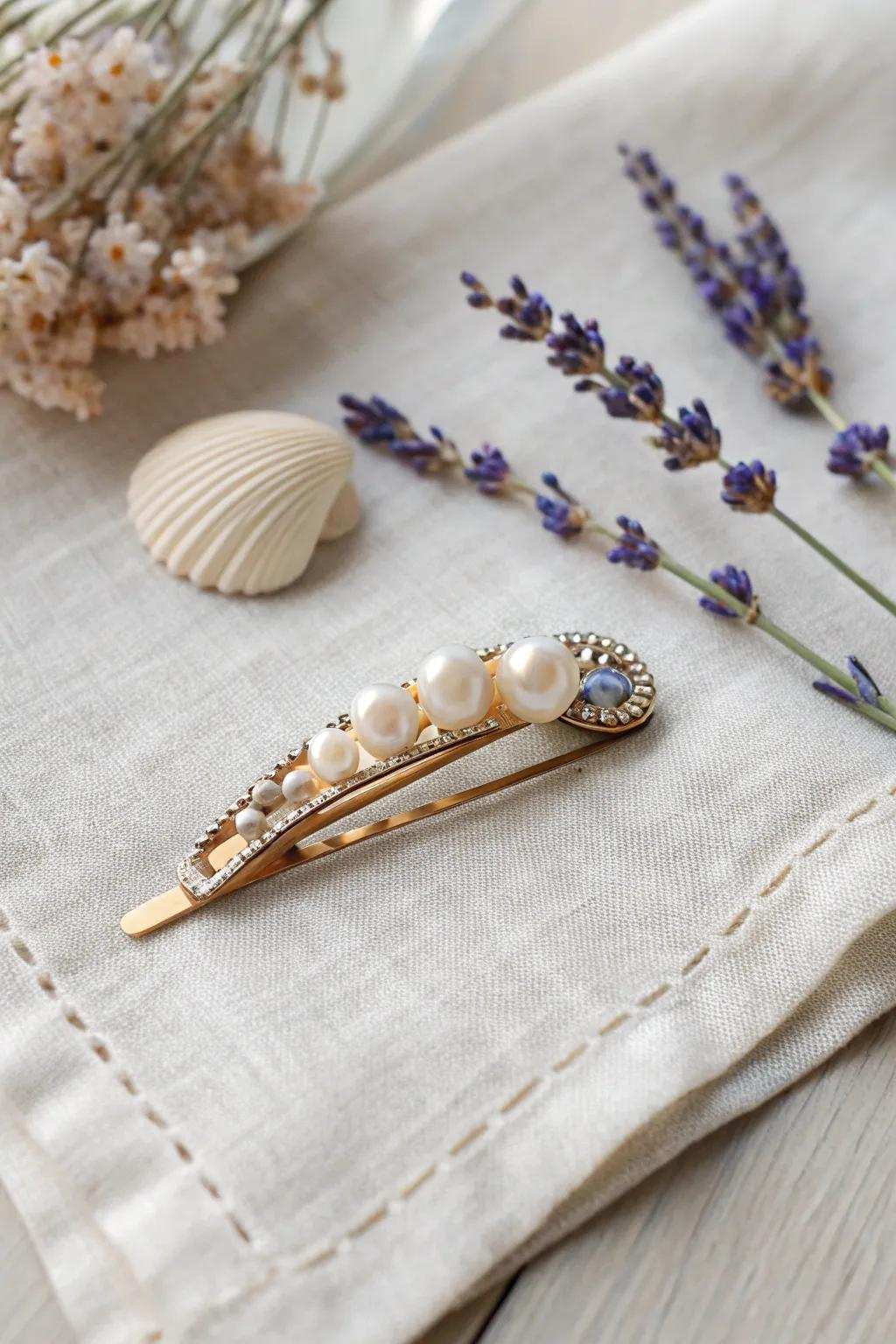 Inject a hint of mermaid magic into your hairstyle using these exquisite, handcrafted hair fasteners. An ideal choice for an understated yet captivating style.