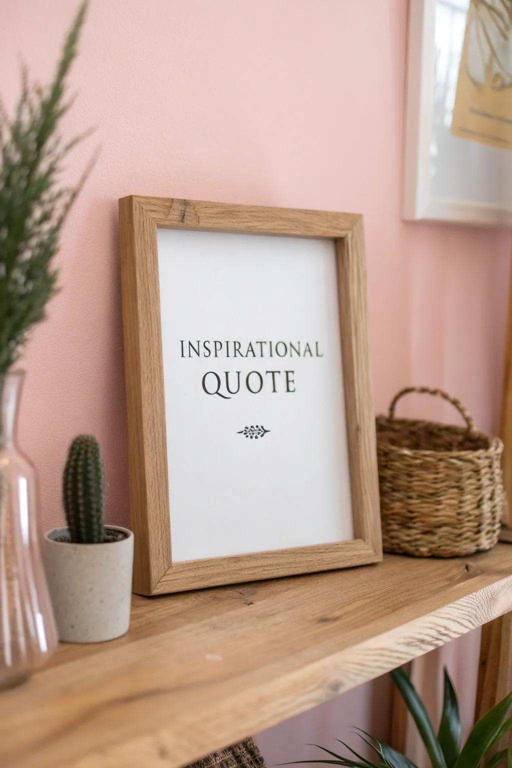 Inspire your ingenuity daily with elegantly framed excerpts on delicate rose backdrops.
