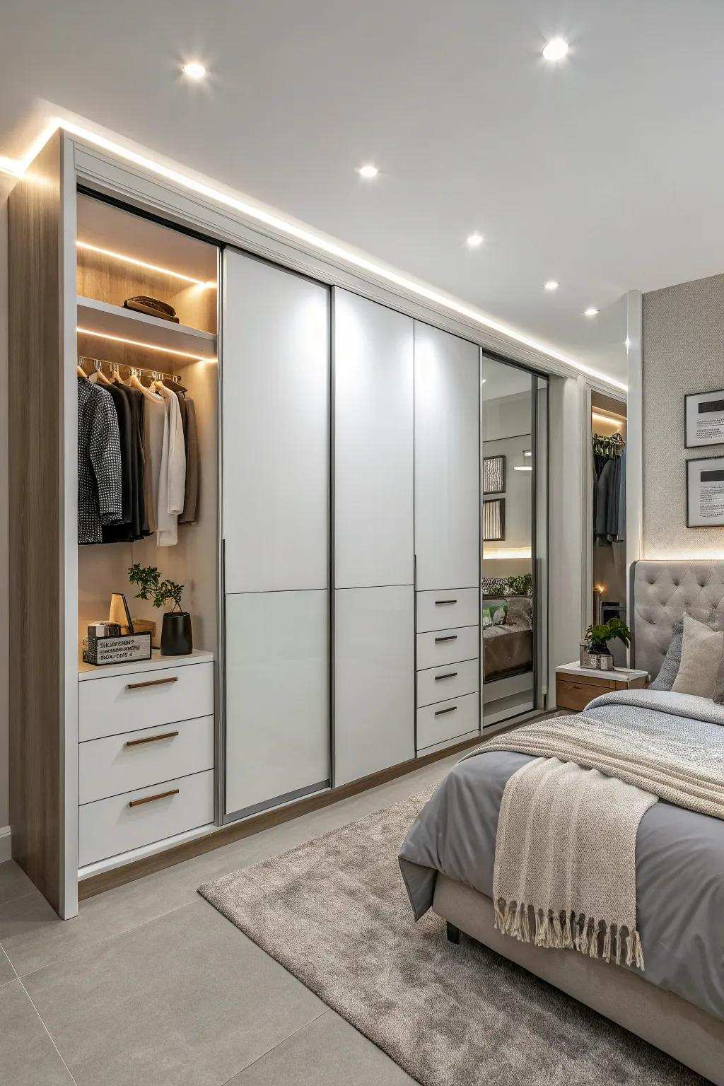 Integrated illumination transforms a closet into a radiant focal point.