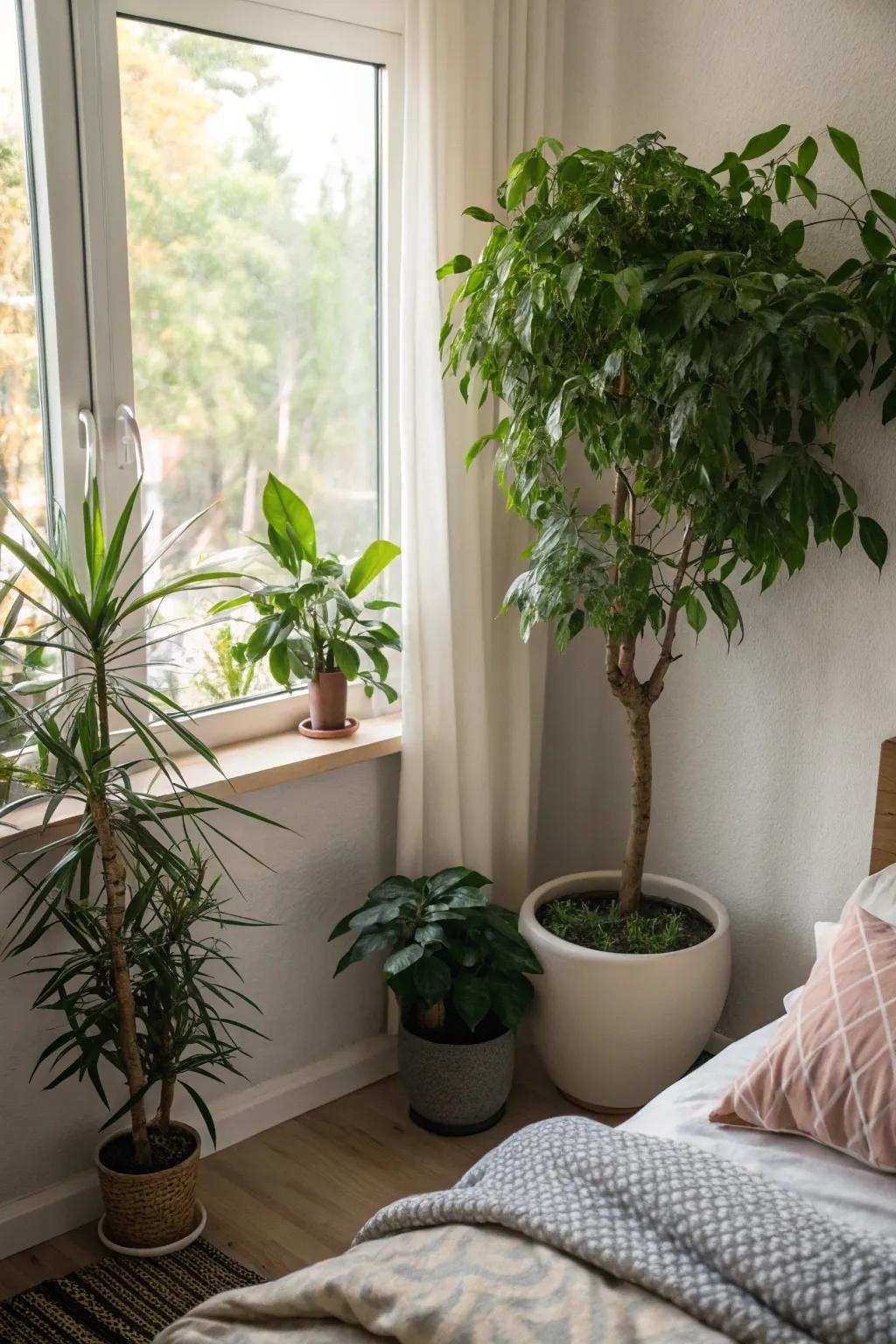 Interior plant life adds a refreshing burst of vitality.