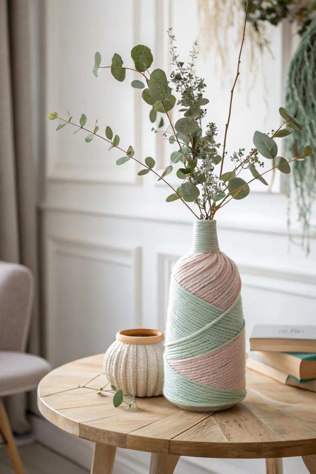 Introduce a hint of comfortable elegance to your space using a charming coiled-strand container, excellent for spring refreshment!