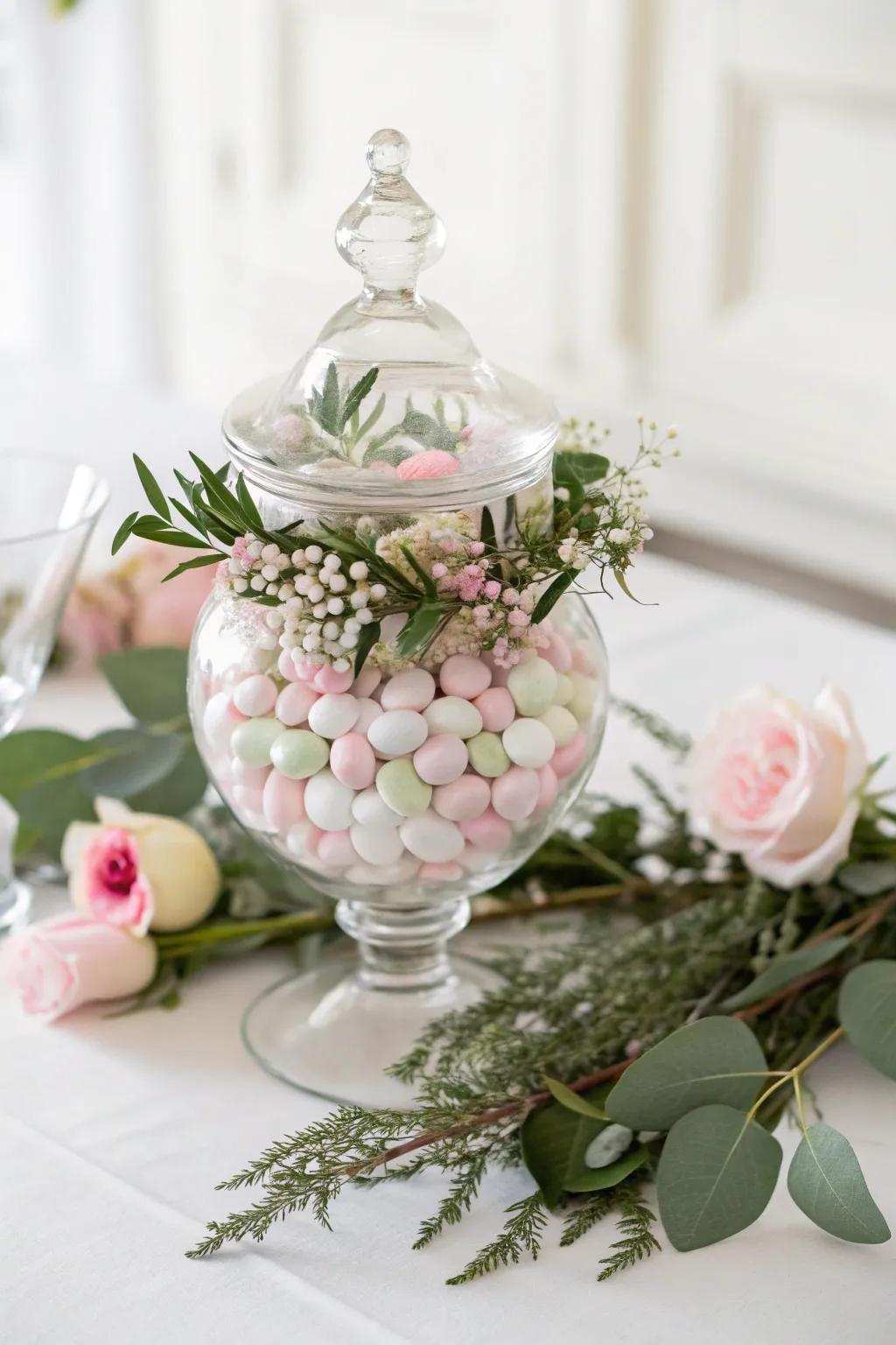 Introduce the freshness of spring indoors with a garden-inspired confectionery canister creation.