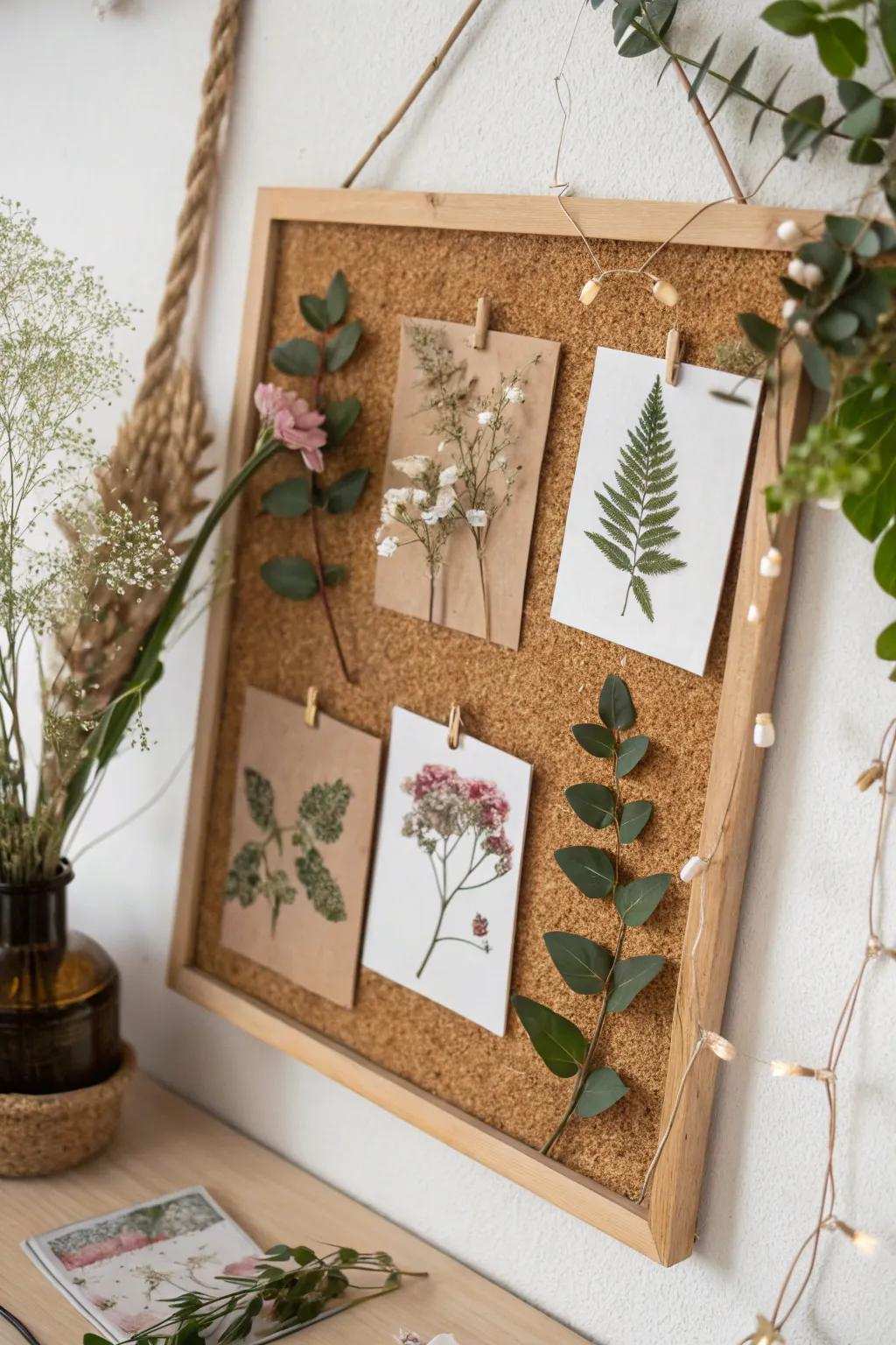 Invite the beauty of nature indoors with a nature-themed display panel, where effortlessness aligns with boho sophistication.