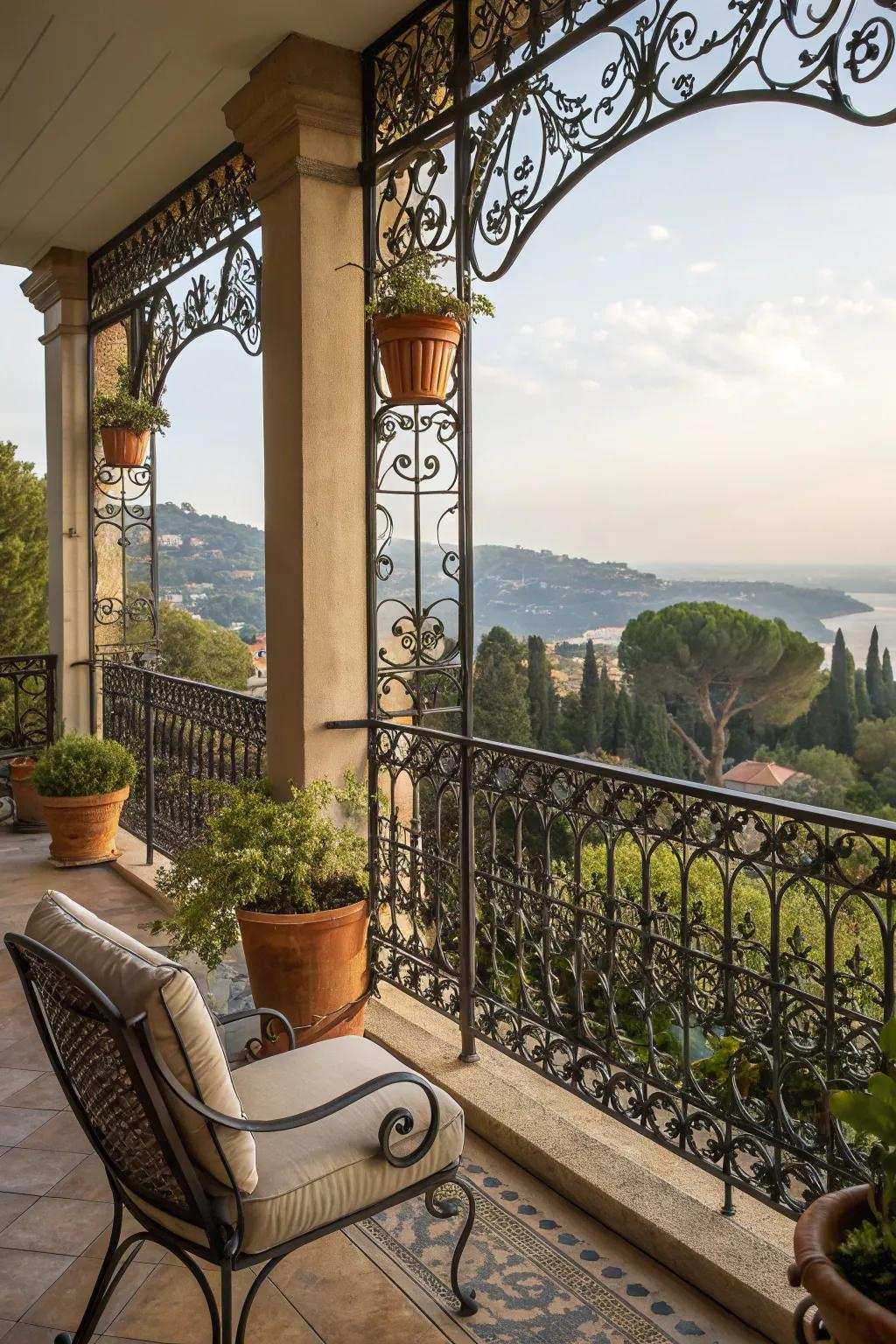 Iron balustrades elegantly delineate your terrace area.