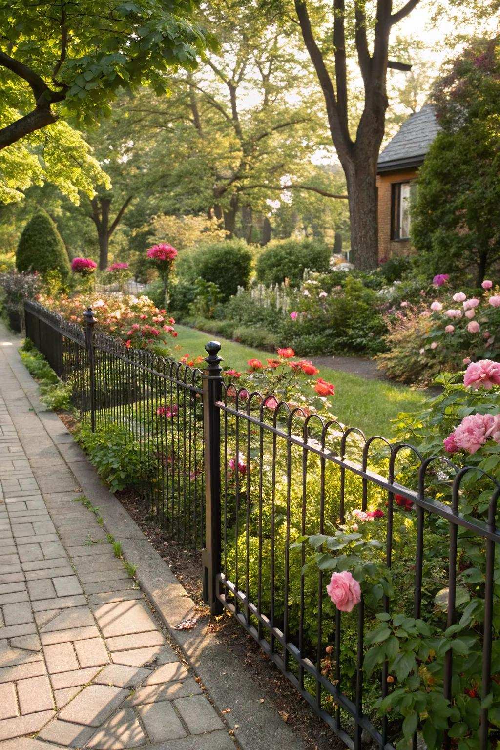 Iron enclosures beautifully frame your garden.