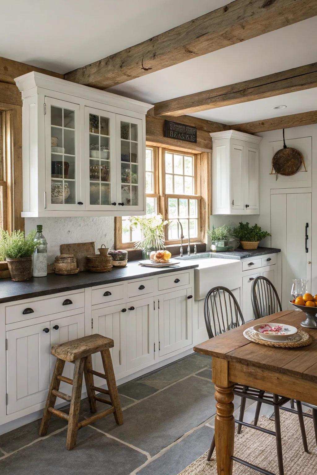 Ivory cabinet coat imparts a revitalizing, airy atmosphere to any kitchen setting.