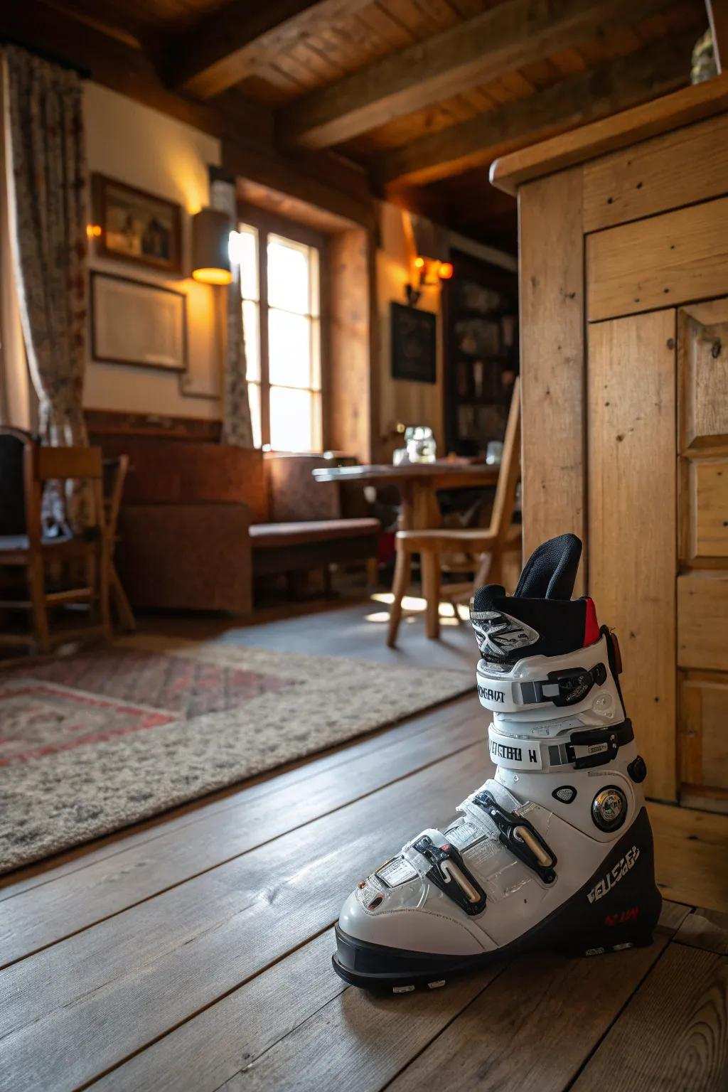 Keep doors open with personality using a ski boot door hold.