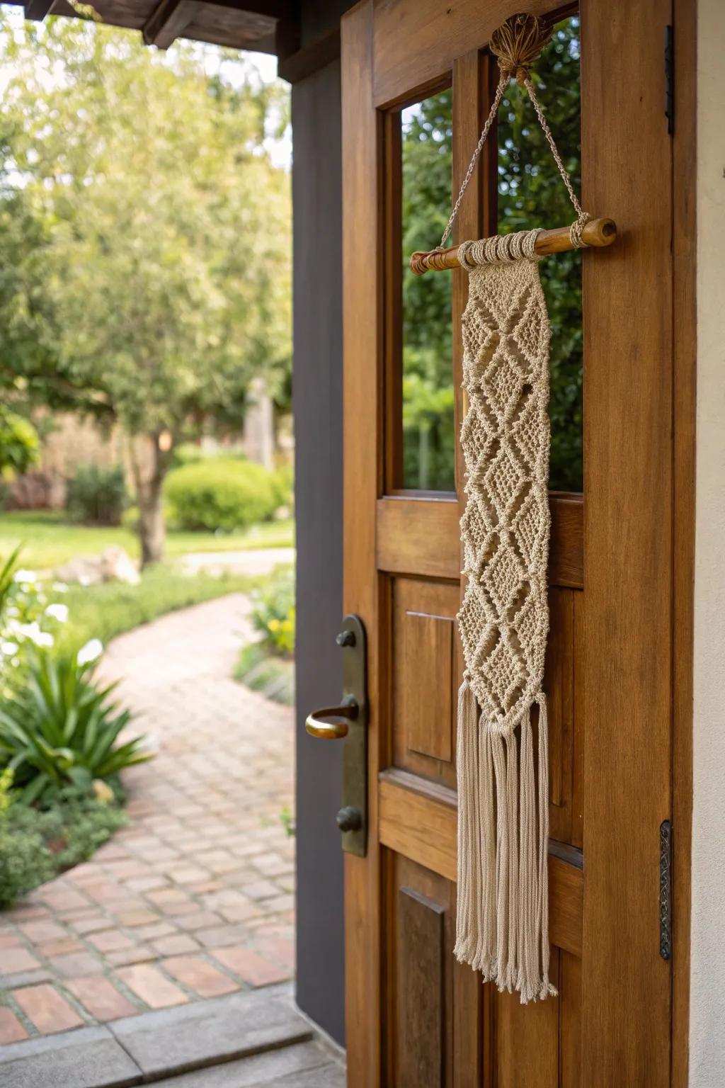 Lace decor adds a bohemian and personal charm.