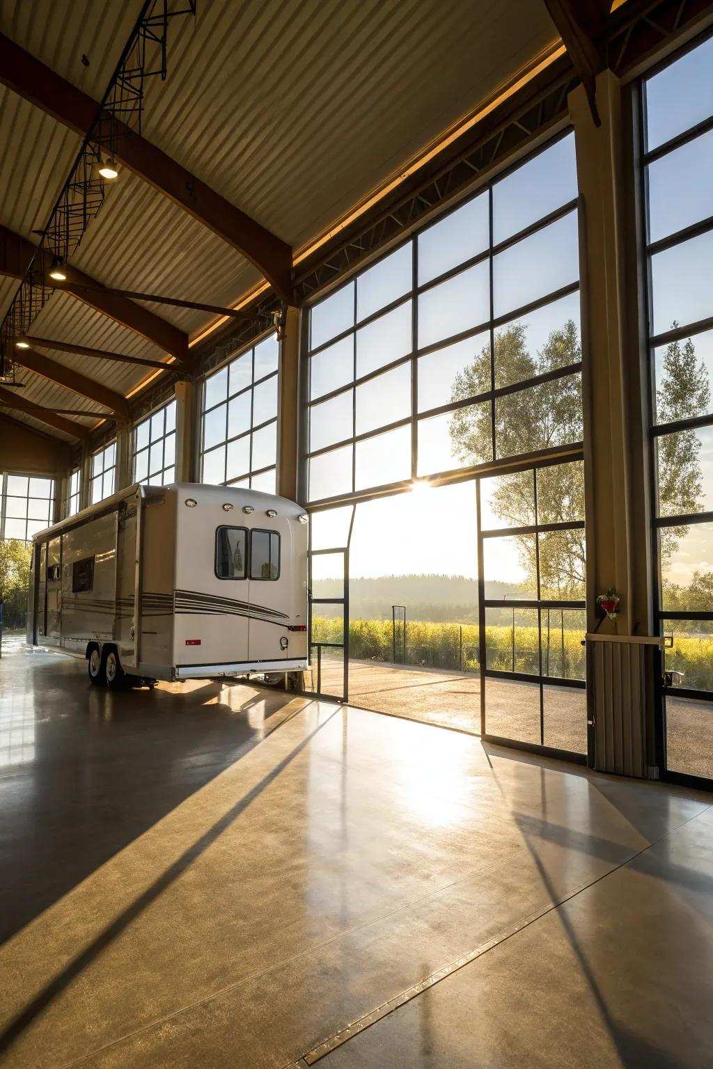 Large windows bring brightness and warmth into your pole barn.