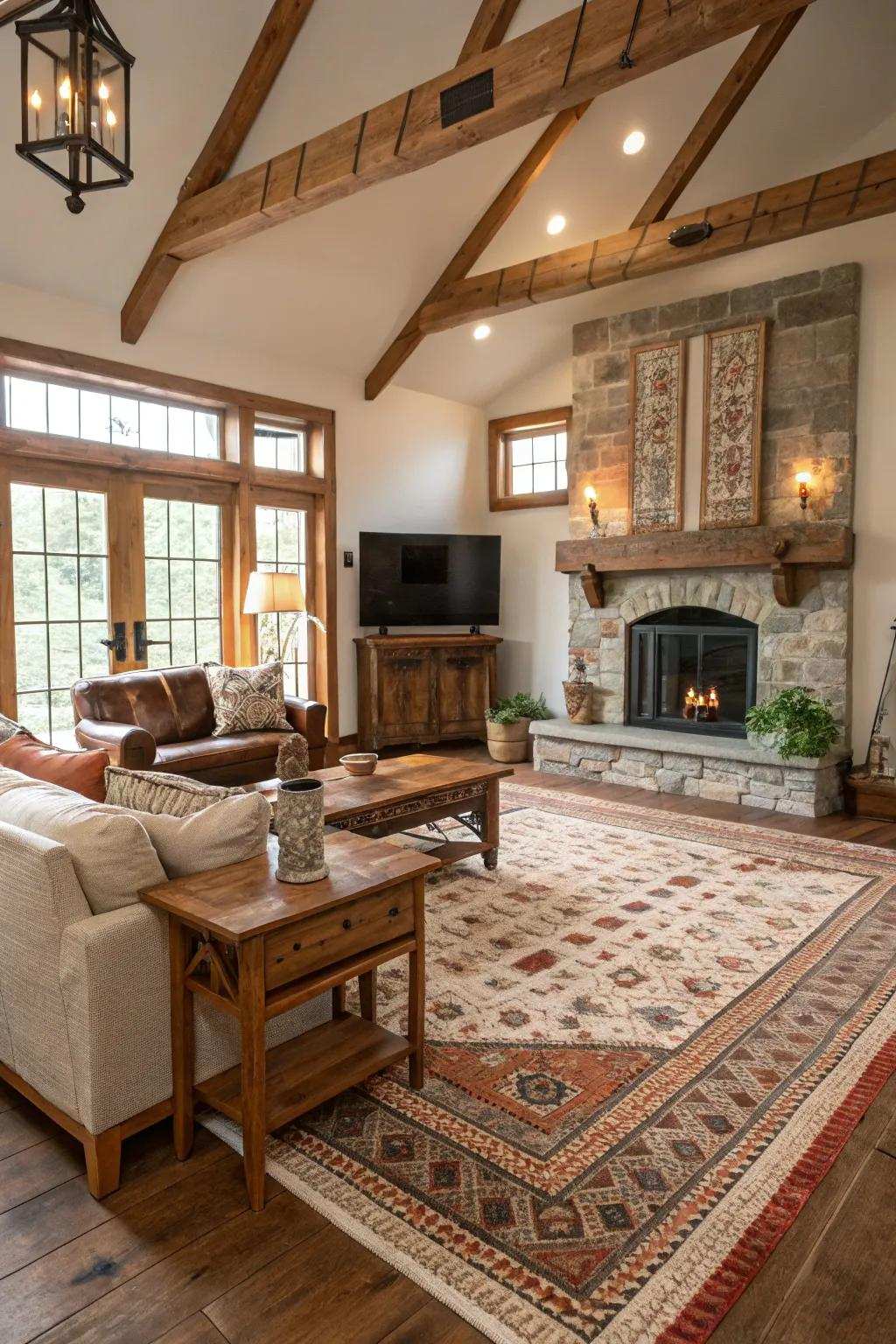 Layering rugs adds texture and helps separate spaces.