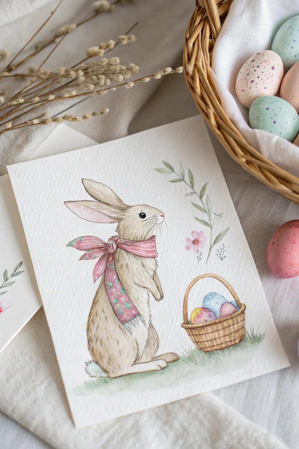Leap into Easter with this delightful liquid color rabbit card, ideal for contributing a playful element to your holiday greetings!