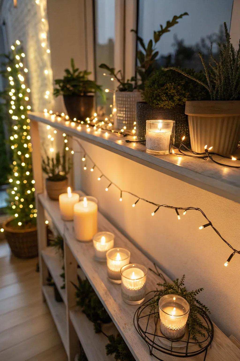 LED lights and waxes improve the shelf's warmth and mood.