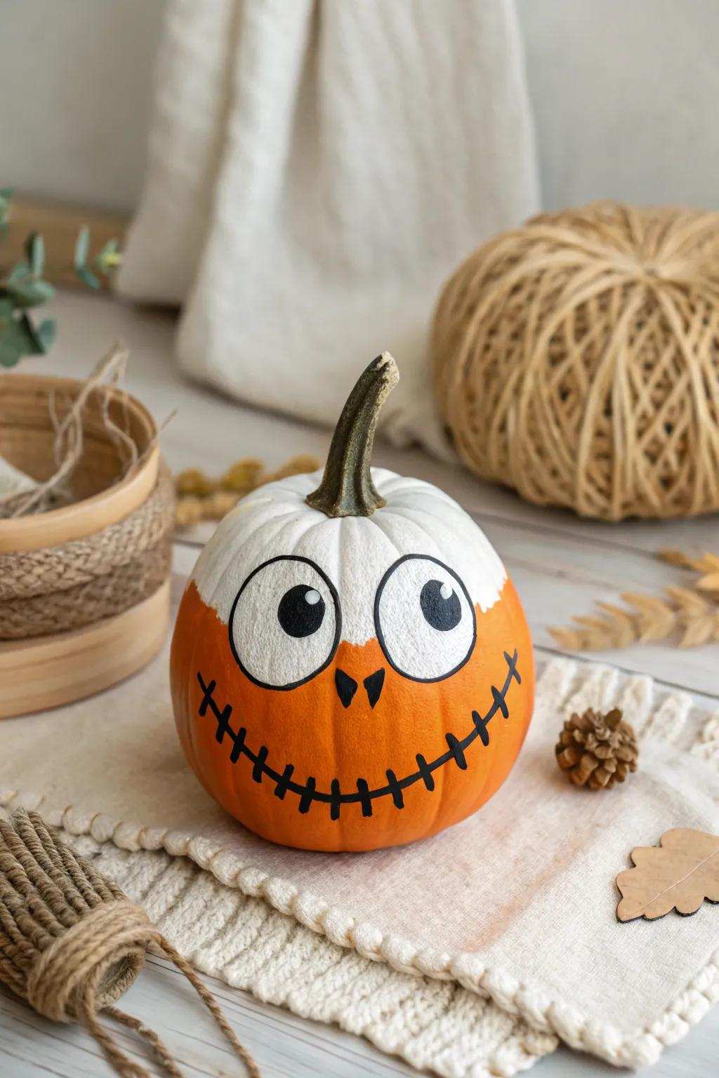 Let your imagination soar with this delightfully goofy monster pumpkin—ideal for introducing a playful element to your fall decor!