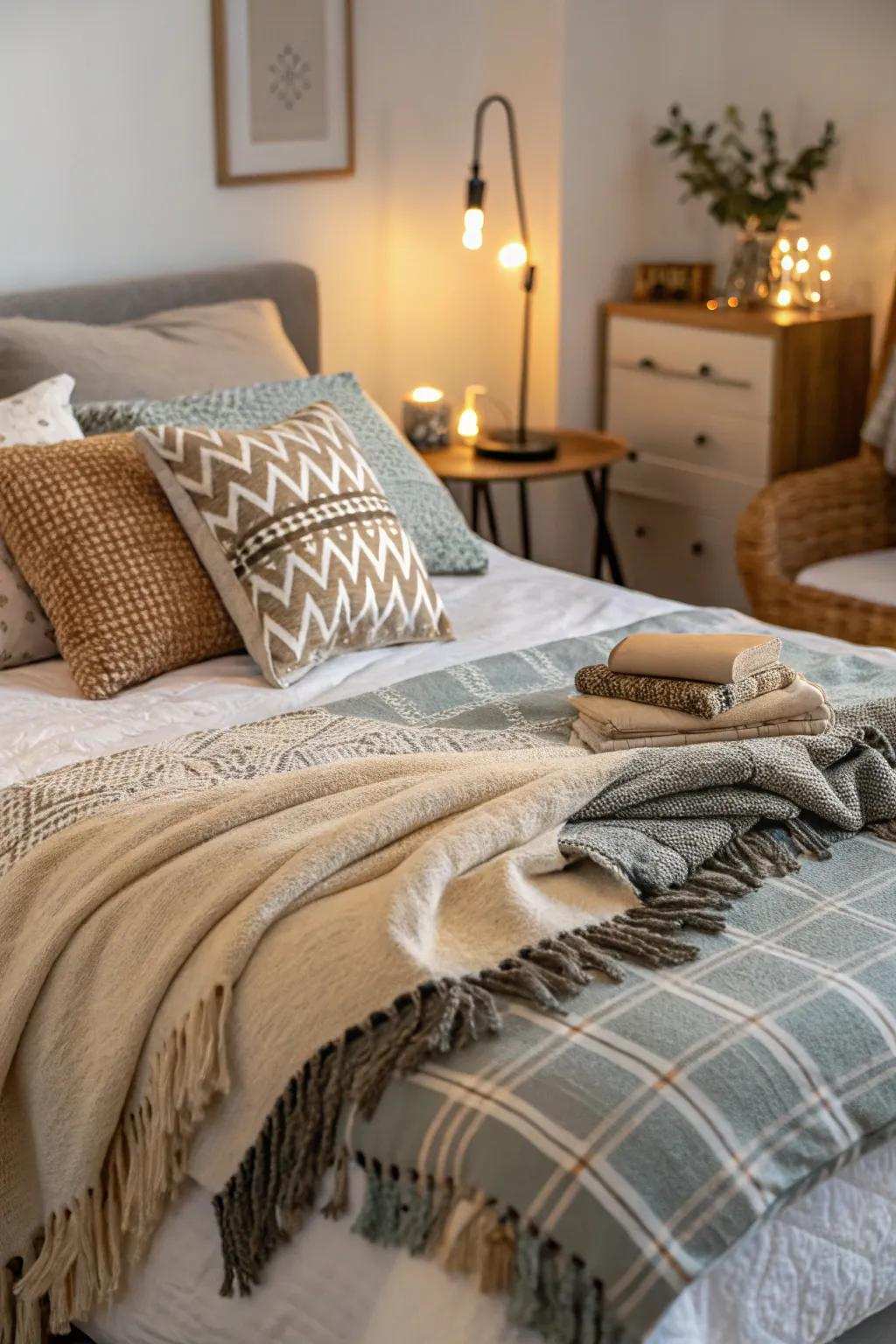 Levels of texture heighten the cozy ambiance.