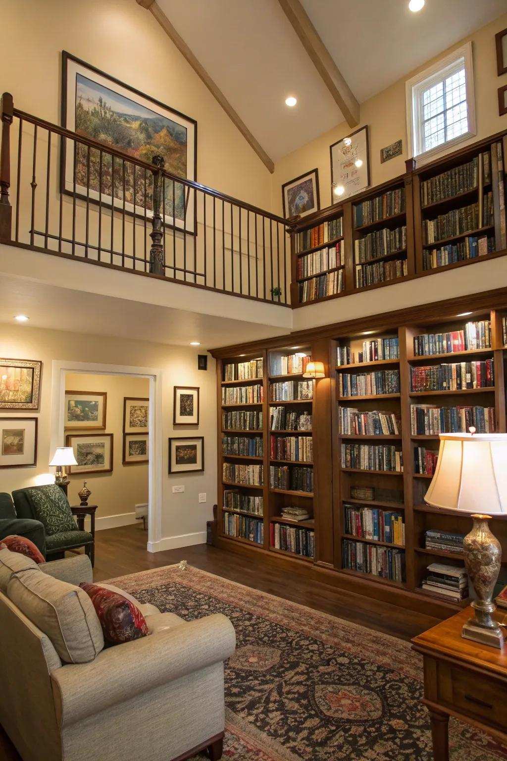 Leveraging vertical area accentuates the chamber's spaciousness.