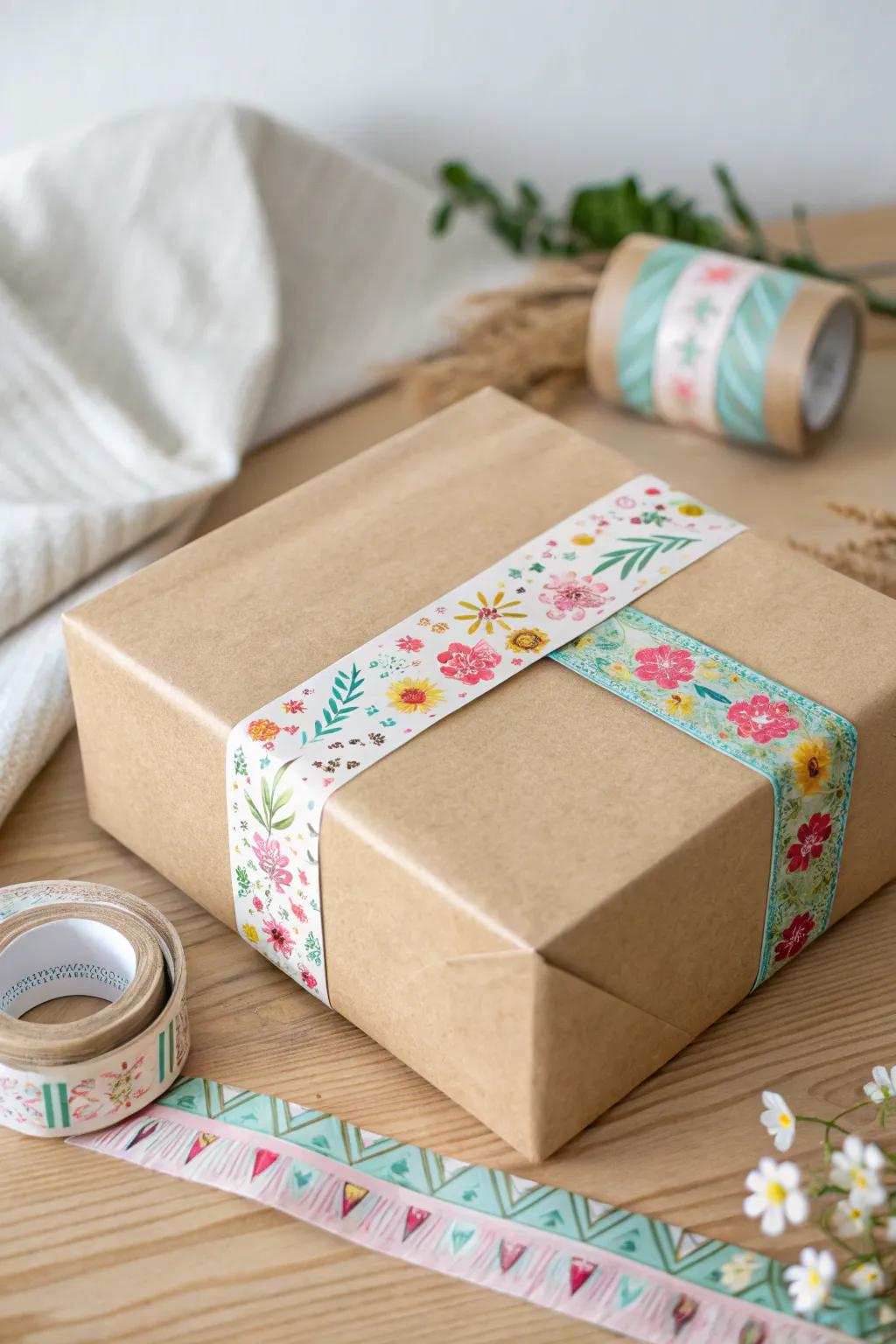Lift your present tying with charming deco tape borders for a personal touch.