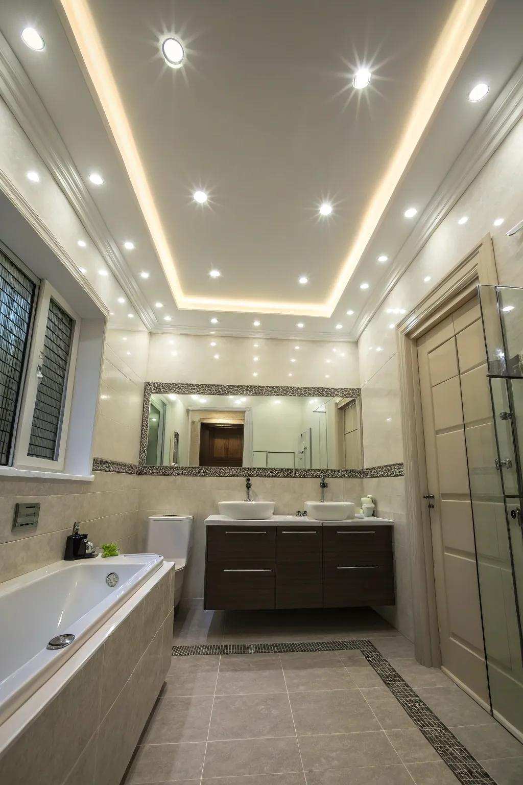Light-emitting diode lighting in millwork provides ambient brightness and elegance.