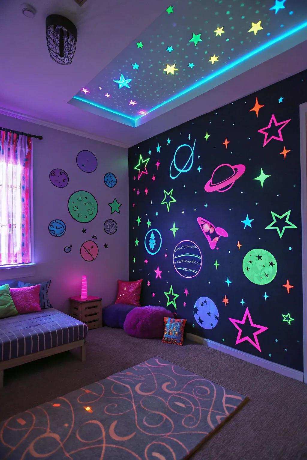 Light up the evening with a dazzling Luminous Night sleepover theme.