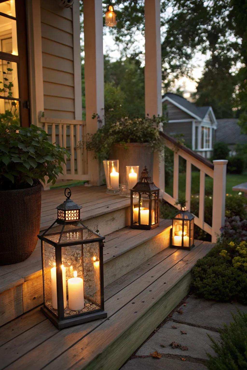 Lights contribute friendliness and atmosphere to your Easter entryway.
