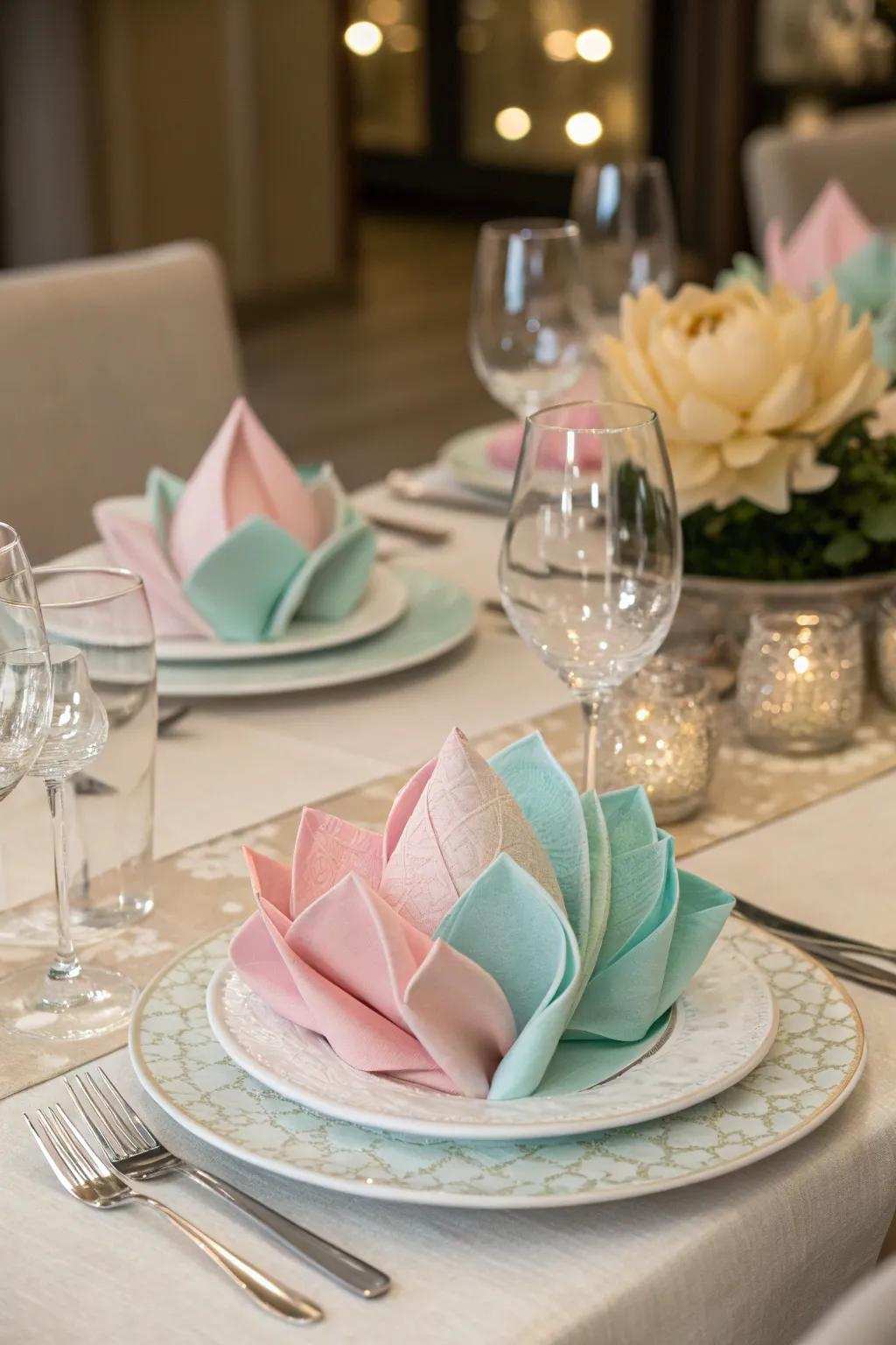 Lily folds offer a touch of beauty to any dinner.
