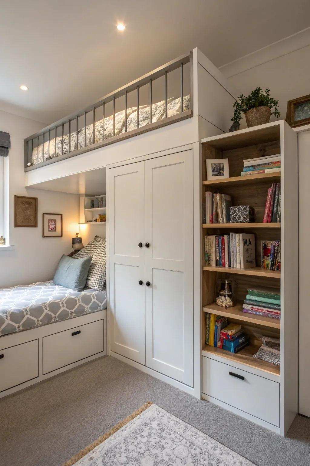 Loft beds provide innovative solutions for small spaces.