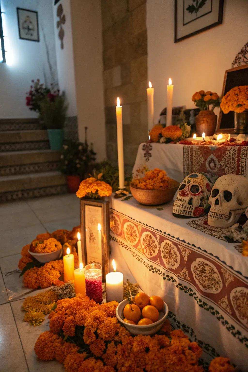 Luminaries light the path for spirits returning to the altar.