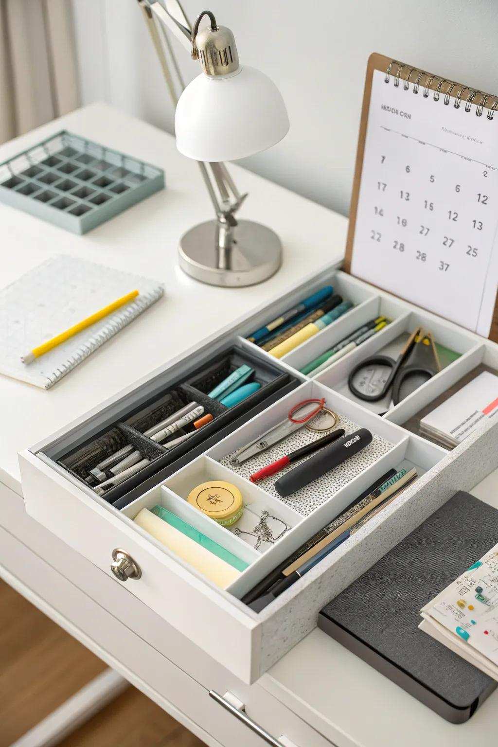 Maintain a structured top drawer to maximize your productivity.
