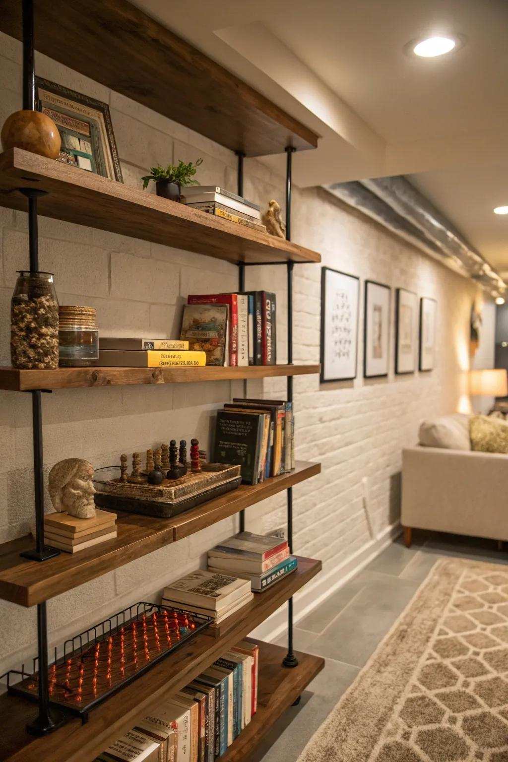 Maintain a tidy and fashionable area through carefully considered shelving options.