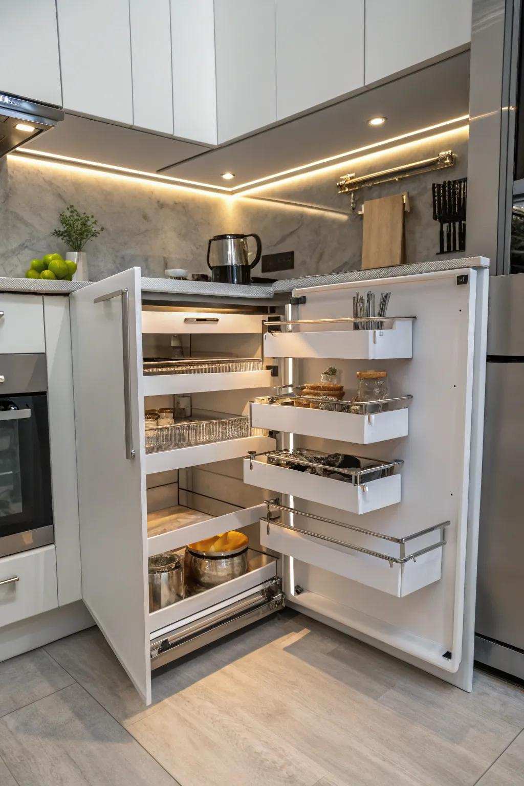 Making the best use of corner spaces with innovative storage solutions.