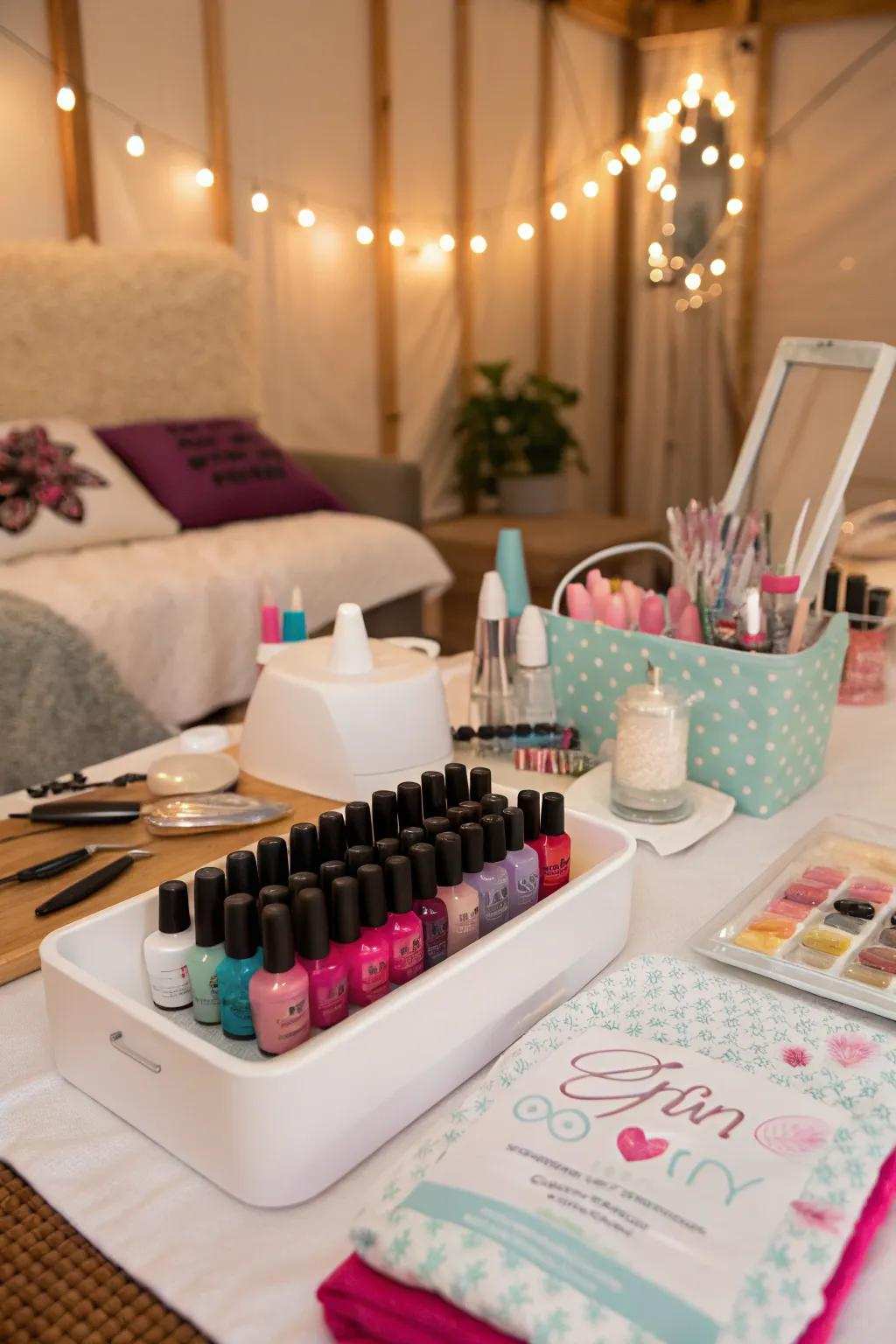 Mani-pedi spaces extend a touch of glam to your spa evening.