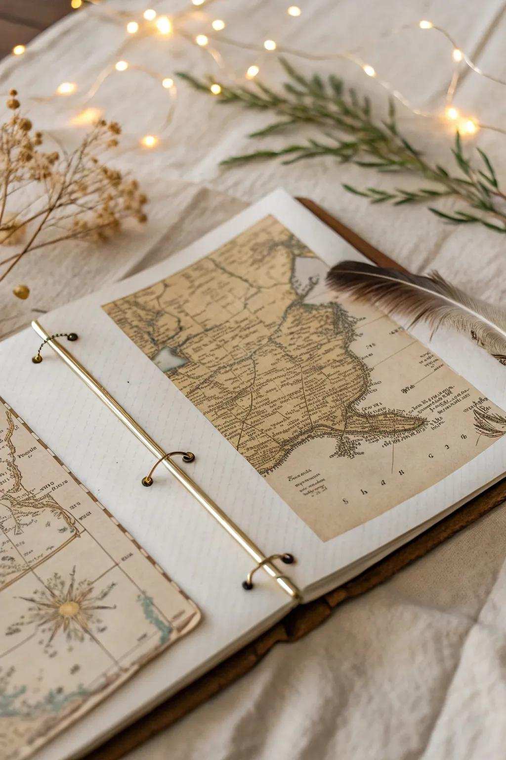 Map Your Memories: Design captivating scrapbook pages with vintage maps serving as an elegant backdrop.
