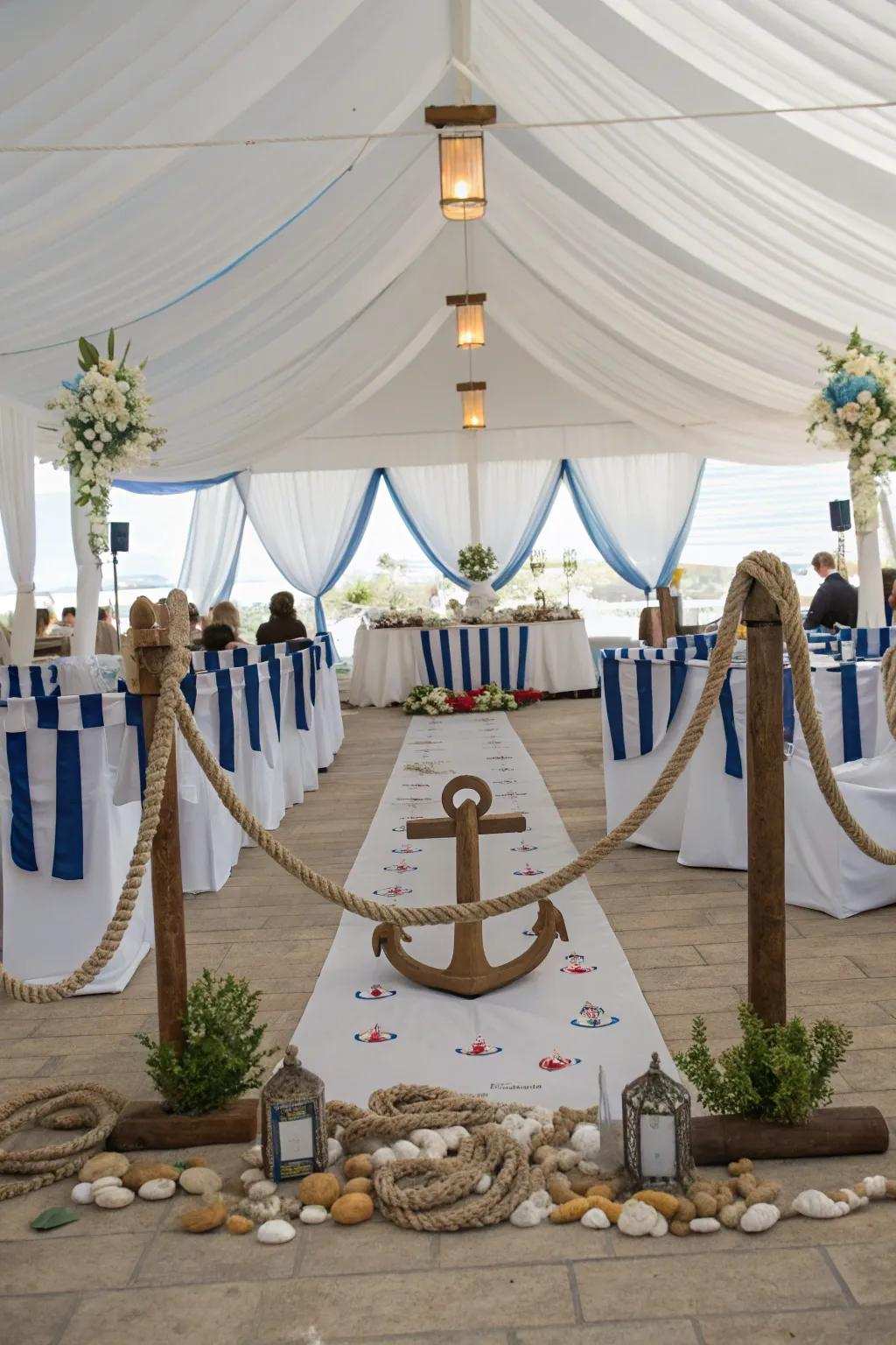 Marine elements that infuse a seaside charm into the decor.