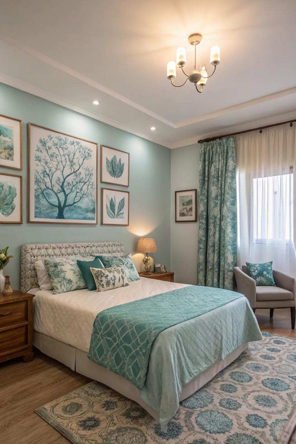 Matching hues foster harmony and balance in your bedroom.