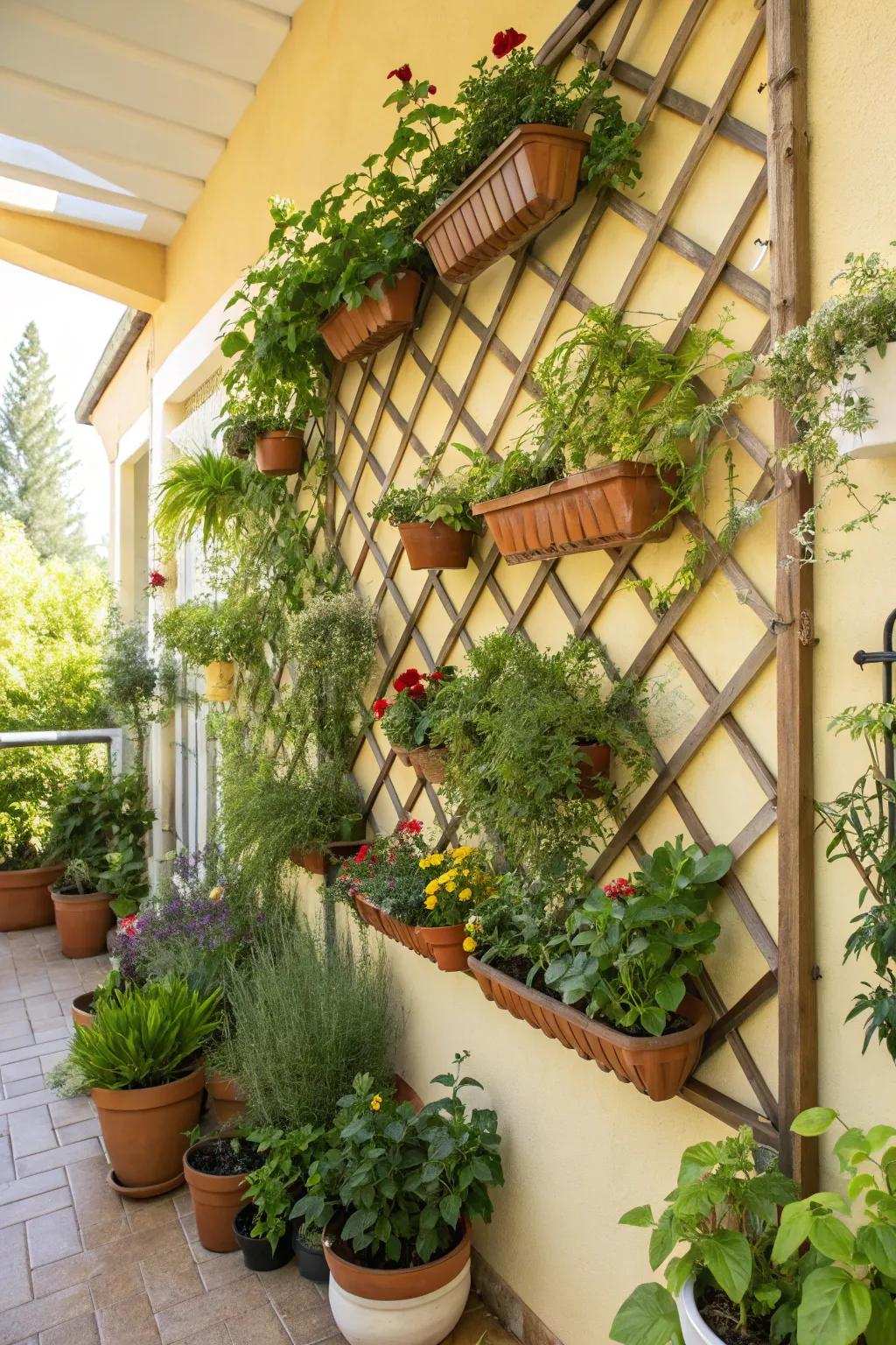 Maximize area with a lattice vertical garden.