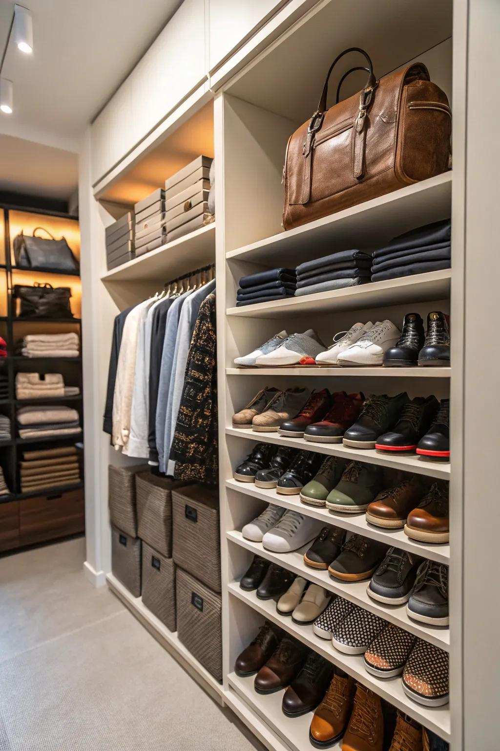 Maximizing vertical space in a small closet.
