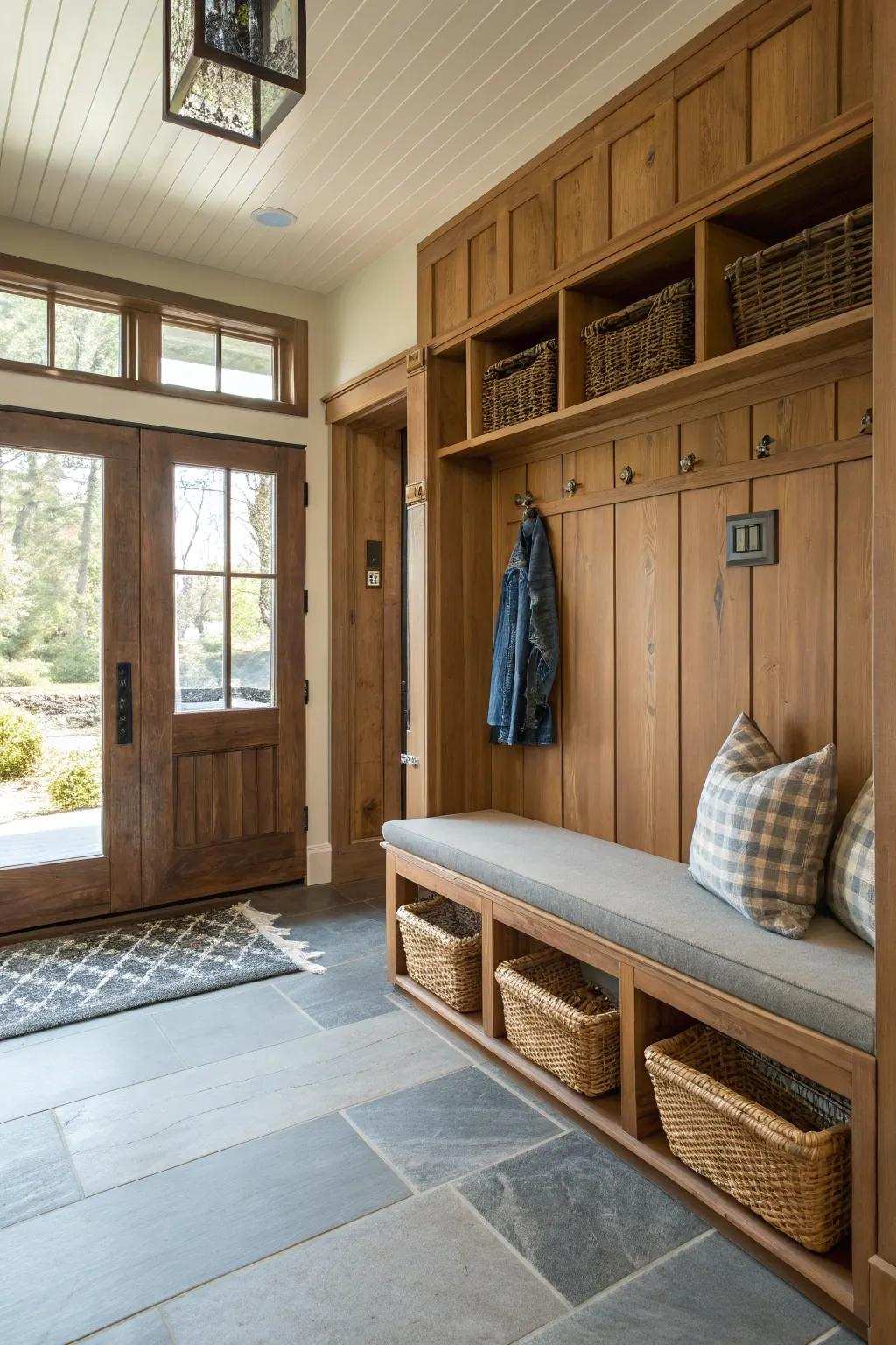 Merge style and practicality with a bench and storage solution in your entryway.