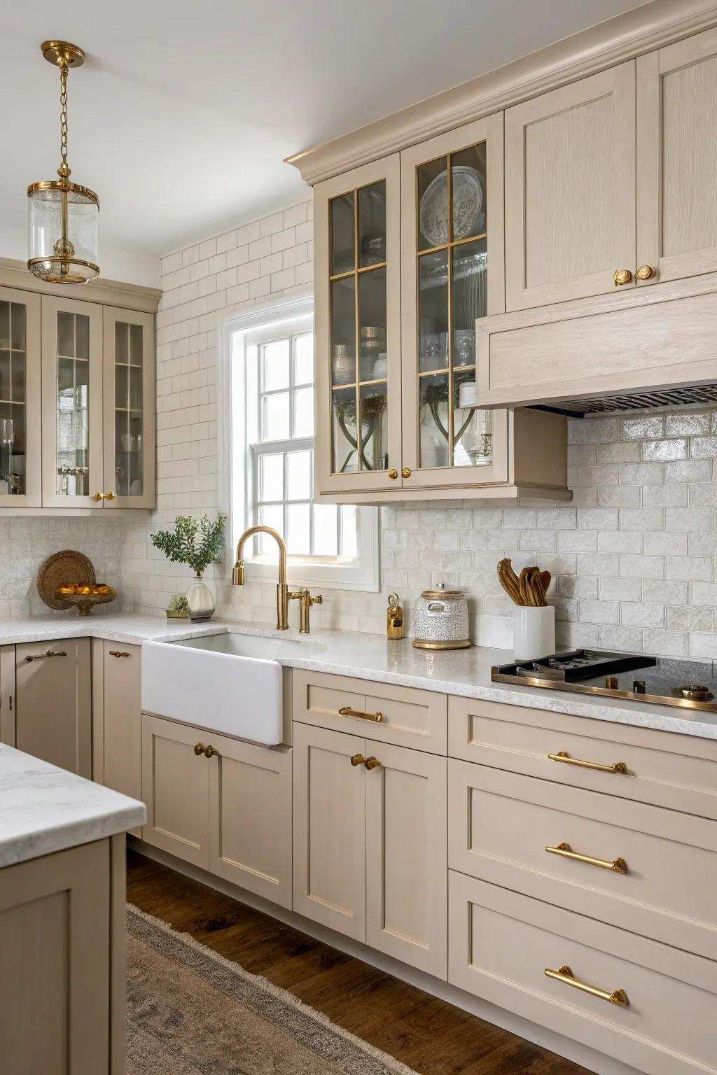 Metal accents add a touch of luxury to the kitchen.