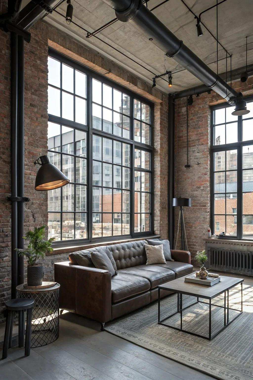 Metal-cased windows bring an urban chic vibe.