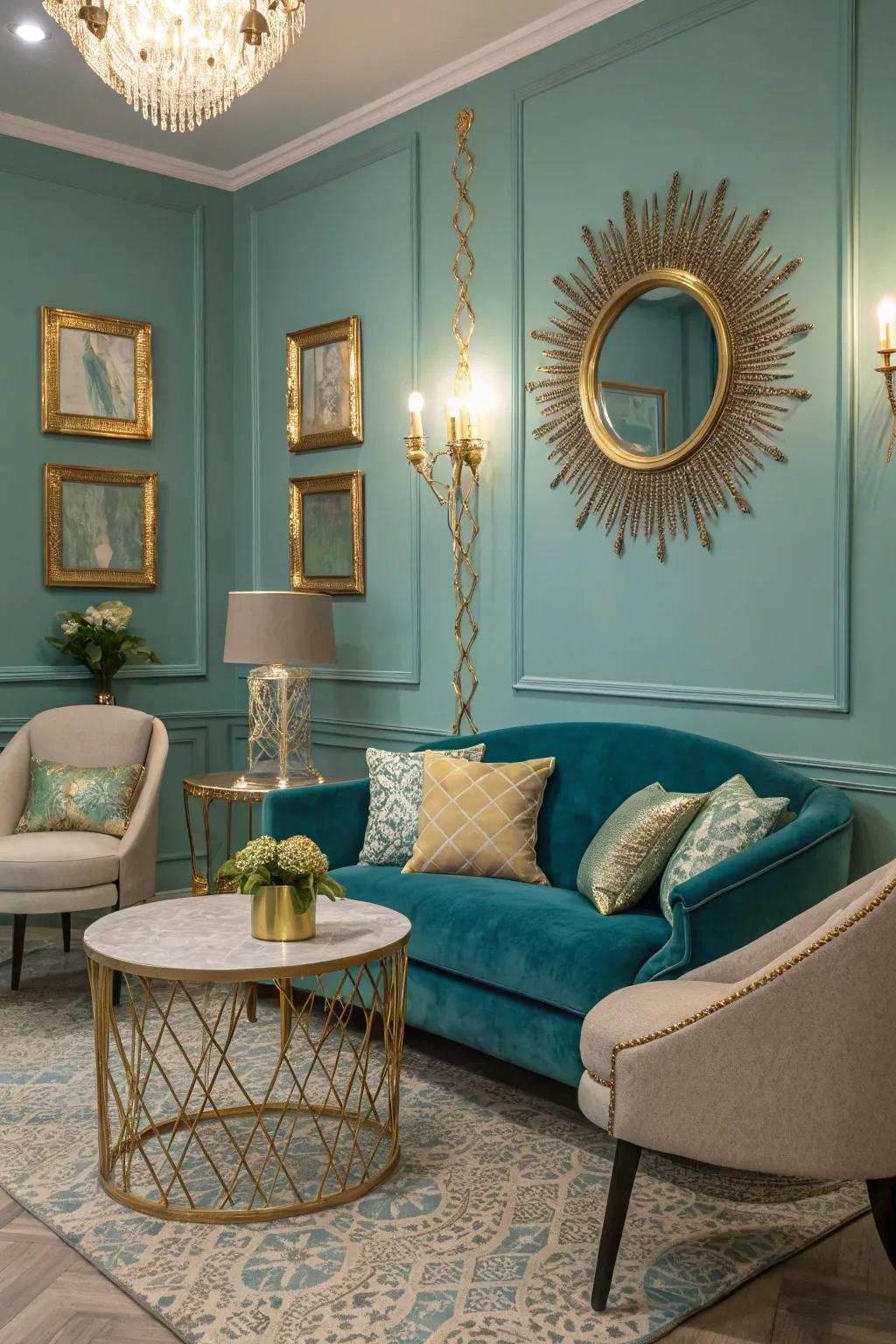 Metallic accents introduce a dash of glamour.