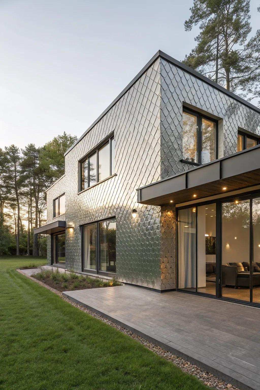 Metallic sheen cladding provides a futuristic flair.