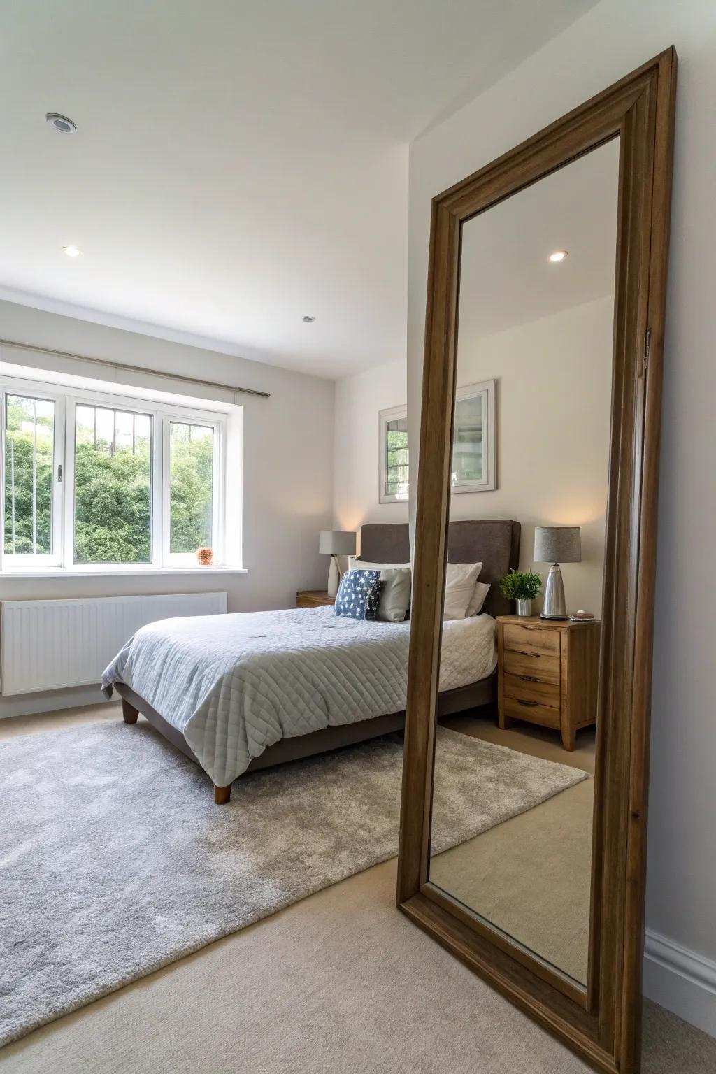 Mirrors amplify the impression of area and luminosity in confined spaces.