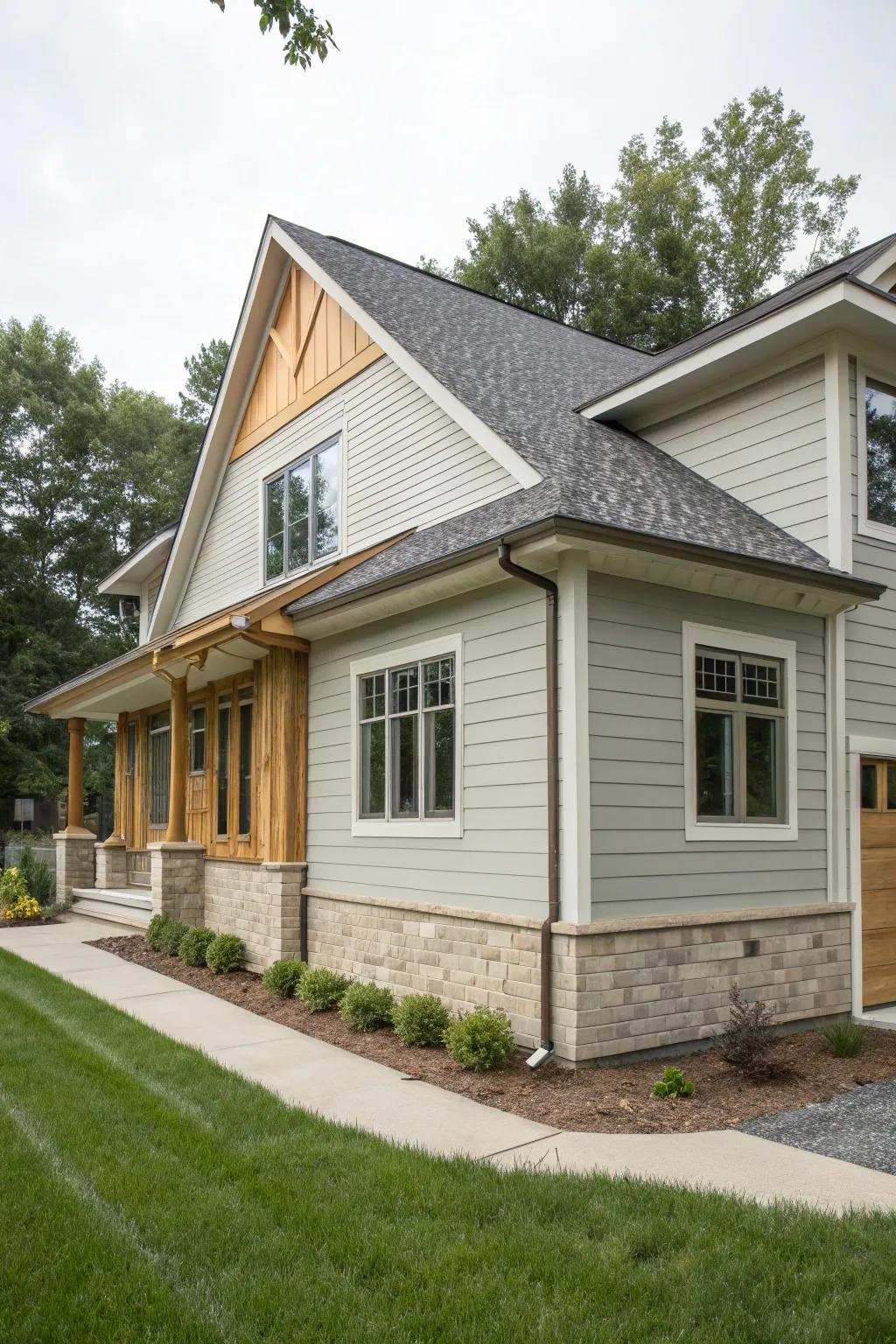 Mixed materials engender a distinctive architectural marvel.