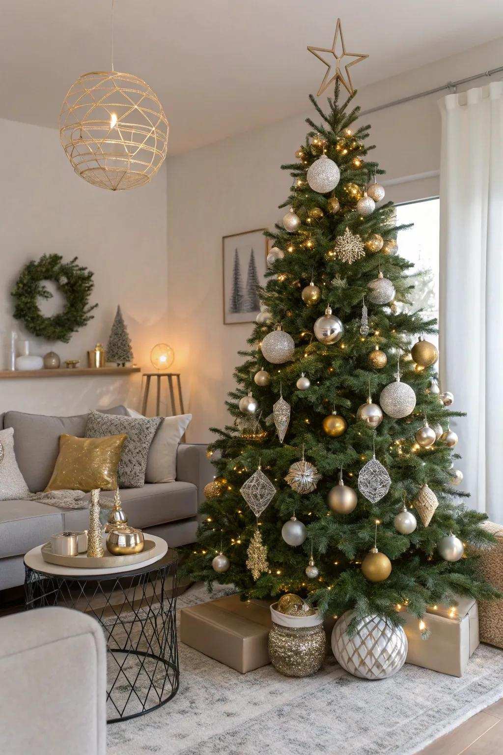 Modern contours introduce a chic twist to holiday decorations.