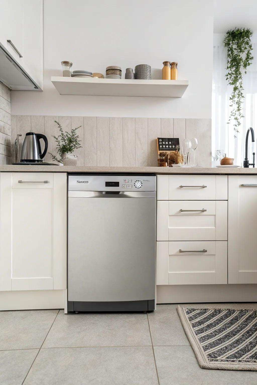 Modern minimalist cooking area including a smooth home appliance design.