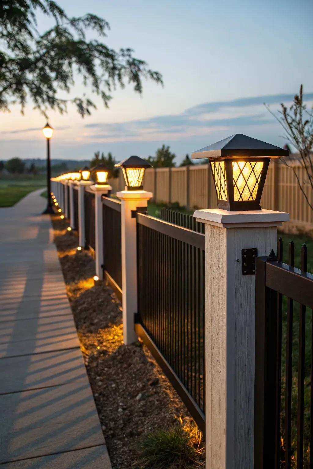 Modern solar column cap lights illuminate and augment your fence.