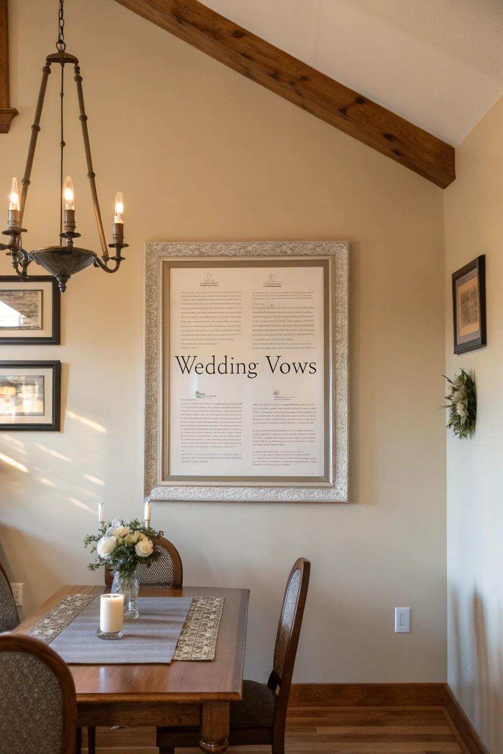 Modern suspended frame of commitments injecting elegance into a feasting chamber.