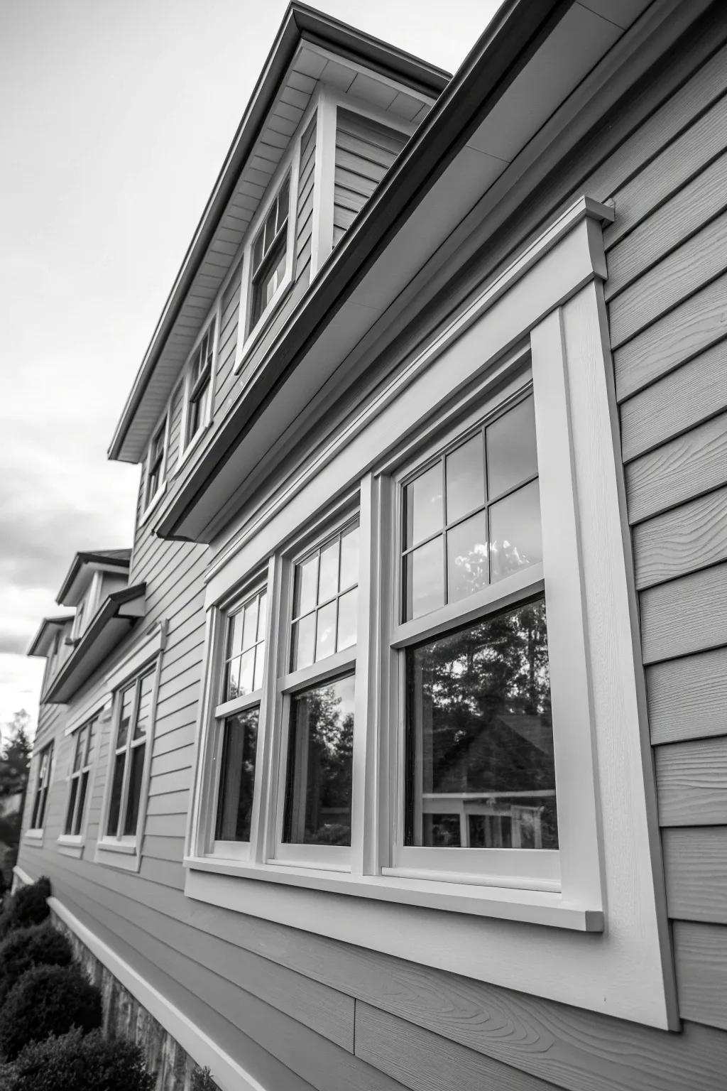 Monochrome trims impart elegant uniformity to home exteriors.