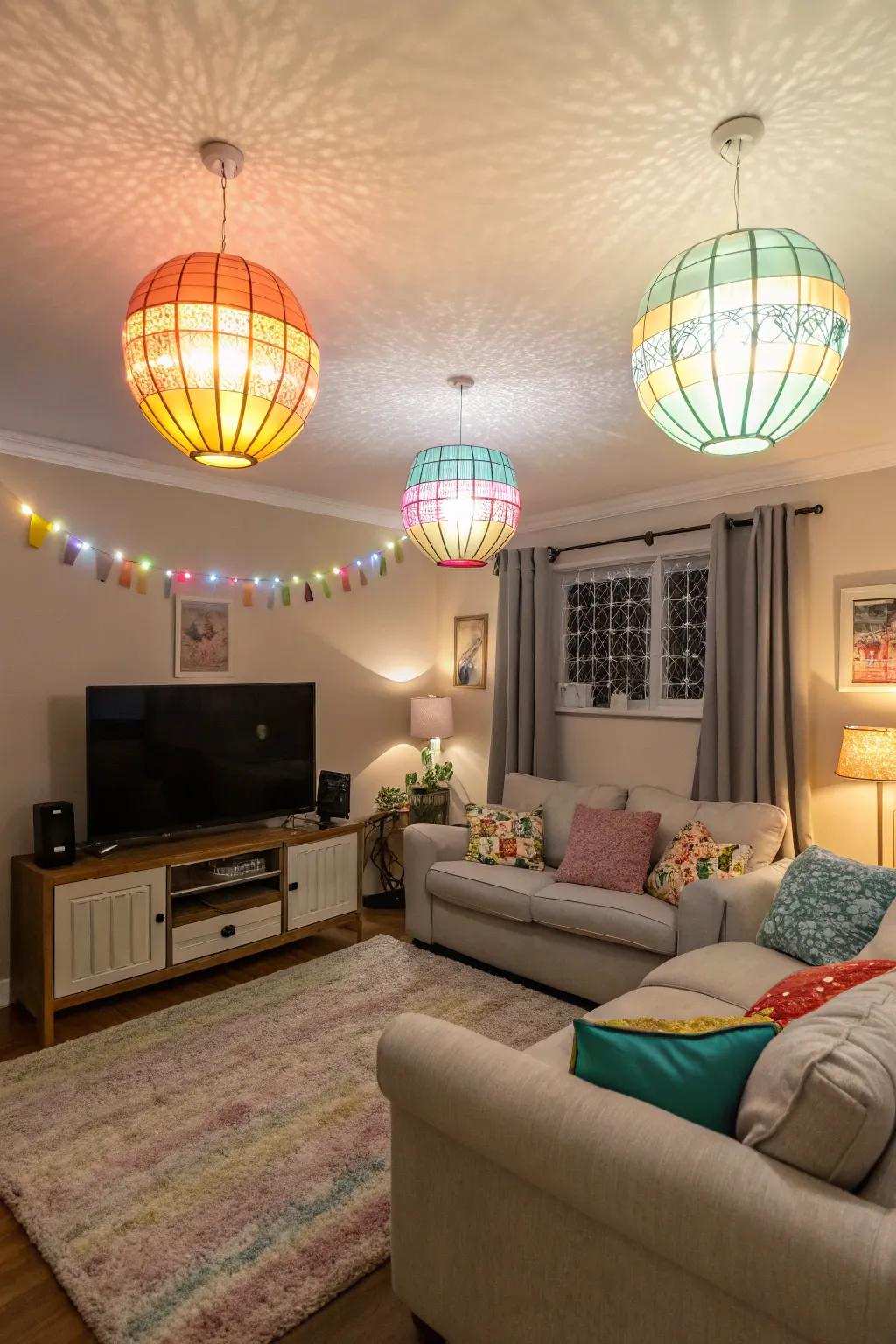 Multi-Colored fixtures inject lively vibes and character.